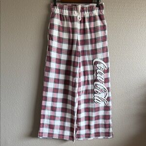 Coca Cola  Pink and White wide leg Plaid Pajama Bottoms with Logo